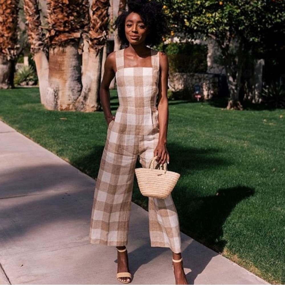 GMG Plaid Tan Jumpsuit